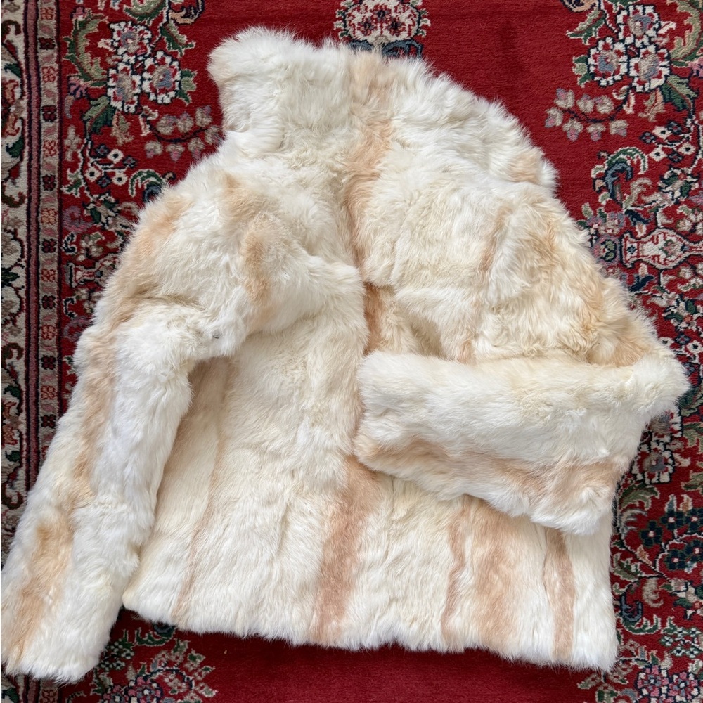 Cream Rabbit Fur Coat - Picture 2 of 6